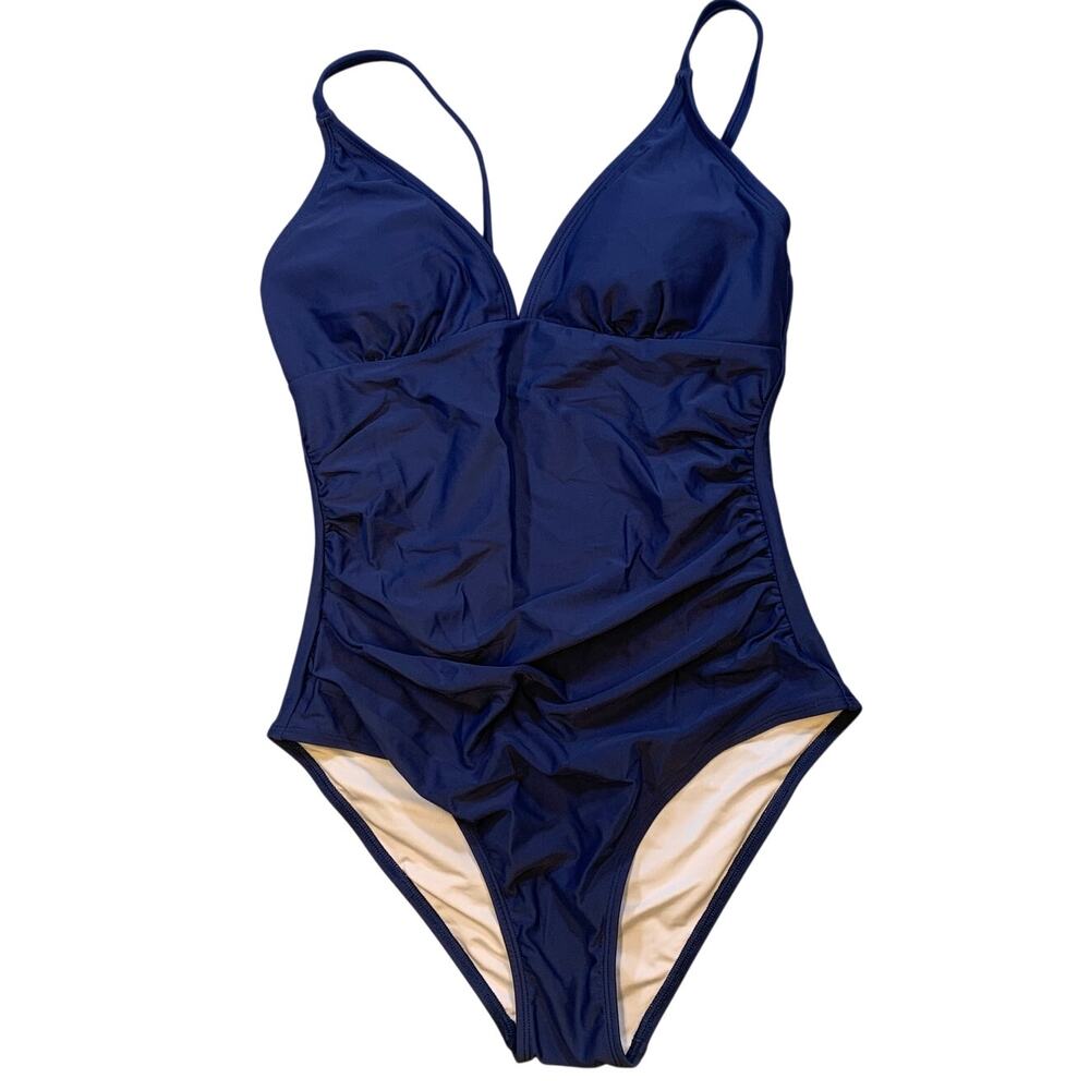 NWT Cupshe Black One Piece Swimsuit Size Medium | Ruched Adjustable Straps